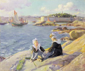 Bretonische Mädchen am Hafen, Concarneau