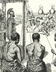 Gefangene Gallier kämpfen vor Hannibal bis zum Tod, um die Chance zu bekommen, sich der karthagischen Armee anzuschließen