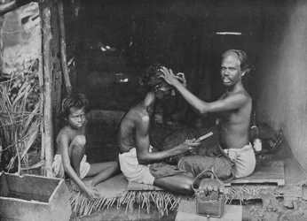 Eine Rasur in Ceylon, ca. 1890, 1910