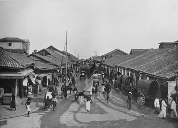 Typische Straßenszene in den einheimischen Vierteln, Colombo, ca. 1890, 1910