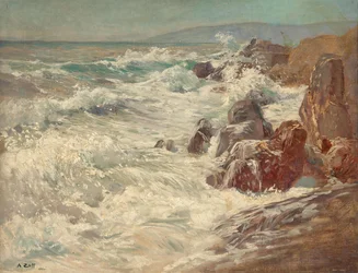 Brandung an der Küste von Nervi