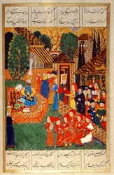 Ein Janitscharenoffizier rekrutiert Devsirme für Sultan Suleyman I., aus dem 