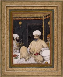 Sultan Ibrahim Adil Shah II verehrt einen Sufi-Heiligen, Bijapur, ca. 1620-30, British Museum, London