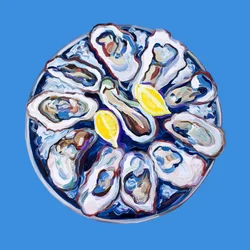 Frische Austern auf Blau