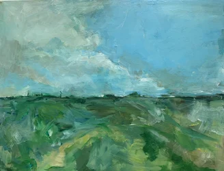 Grüne Felder blauer Himmel