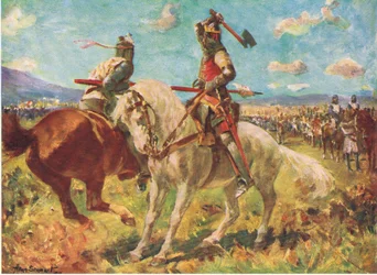 Der Kampf zwischen König Robert the Bruce und Sir Henry de Bohun bei Bannockburn