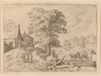 Karren mit zwei Zugpferden