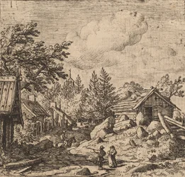 Hamlet auf bergigem Gelände, wahrscheinlich ca. 1645-1656