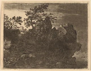 Großer Felsen am Fluss