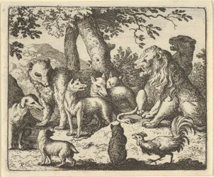 Renard entlastet sich von seinen Verbrechen vor dem Löwen, 1650-75