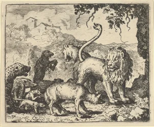 Renard wird vom Wolf und mehreren Tieren beschuldigt, 1650-75