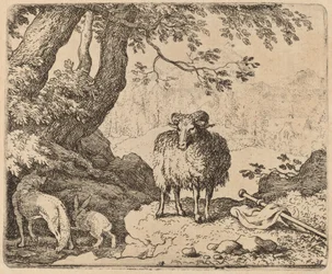 Reineke kehrt nach Hause zurück, begleitet von dem Widder und dem Kaninchen