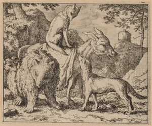 Reynard sitzt auf dem Esel