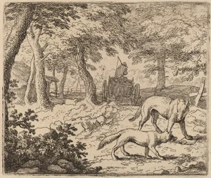 Reineke Fuchs und der Wolf vor dem Fischwagen, wahrscheinlich ca. 1645-1656