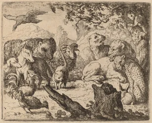 Der Löwe kündigt einen Frieden an, wahrscheinlich um 1645-1656