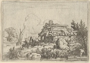 Die zerstörte Hütte, umgeben von Wasser, 17. Jahrhundert