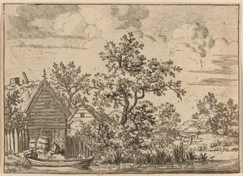 Zwei Fässer vor einem Cottage, wahrscheinlich um 1645-1656
