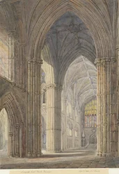 Innenraum der Kathedrale von Lichfield - Nordquerhaus: Aquarellmalerei
