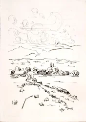 Landschaft mit Kumuluswolken