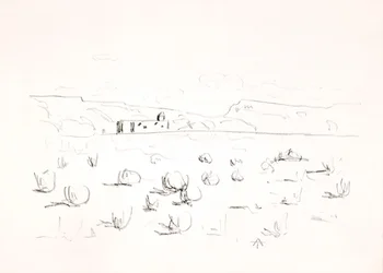 Prärie mit Kirche im Hintergrund