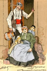 Illustration zu Les Misérables: Familie Thénardier (Gravur)