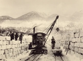 Bau der Worcheiner Tunnel, begonnen 1897. Foto 1905