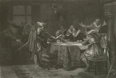 Henry Hudson erhält seinen Auftrag von der Niederländischen Ostindien-Kompanie, 1609