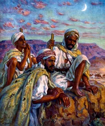 Gruppe arabischer Hirten. Von Nasreddine Dinet (Alphonse-Étienne Dinet). 1861 – 1929. Ein französischer orientalistischer Maler. 1918