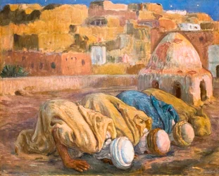 Gebet auf einer Terrasse in Bou-Saada oder Es-Sojoud