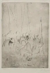 Fischer auf dem Kai in Boulogne