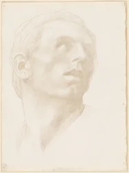 Kopf eines Mannes, der nach oben rechts schaut, 1890er Jahre
