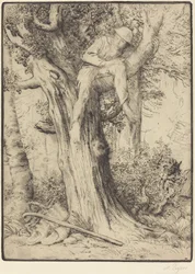 Landschaft mit einem Jungen im Baum Paysage avec un garçon grimpé sur un arbre, dite Le dénicheur d