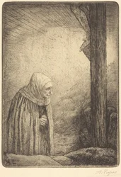 Frau am Fuß des Kreuzes