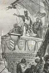 Richard Löwenherz verlässt das Heilige Land 1192 (Gravur)