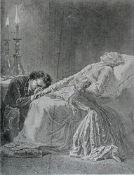 Der Tod von Jean Valjean, Illustration aus Les Miserables von Victor Hugo (1802-85)