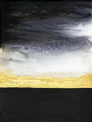 Schwarz Gold Abstrakter Fluss