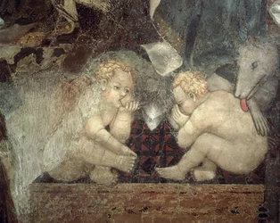 Allegorie der guten Regierung, Detail von Romulus und Remus, 1338-40