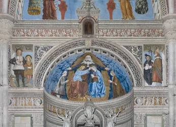 Krönung der Jungfrau Maria mit Gott und dem Heiligen Geist zwischen Francesco und Ludovico Sforza, 1500-1522
