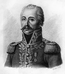 Antoine Guillaume MAURAILHAC de ELMAS de la COSTE dit DELMAS (1767-1813) - in „Portraits der französischen Generäle nach den Siegen und Eroberungen der Franzosen“. Graviert von Ambroise Tardieu im Jahr 1818. Stella Collection