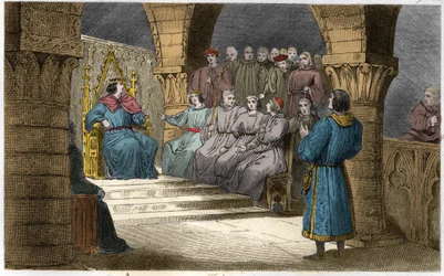 Philipp V. (1294-1322) der Lange und die Generalstände lehnen die Ansprüche von Jeanne II. (Salisches Gesetz) ab - Philipp V. genannt „Le Long“ (1294-1322) - Die Generalstände, die im Louvre einberufen wurden, erklärten Philipp V. zum König und schlossen s