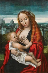 Maria mit Kind vor einer Landschaft