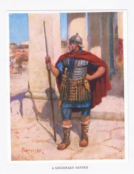 Ein Legionär als Wachposten, Illustration aus Der römische Soldat, 1928