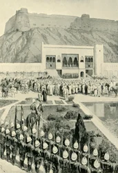 General Roberts liest seine Proklamation in Kabul, 12. Oktober 1879