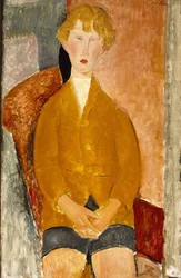 Junge in kurzen Hosen, ca. 1918