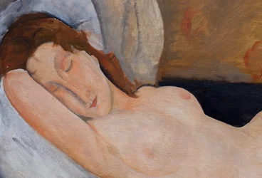 Liegender Akt, rechter Arm untergelegt