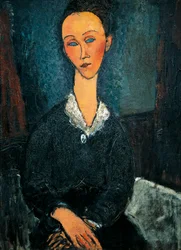 Frau mit weißem Kragen, Porträt von Lunia Czechowska