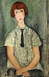 Junges Mädchen in einem gestreiften Hemd, 1917