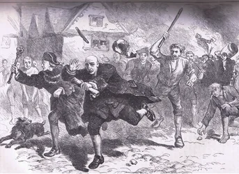 Flucht von Hutchinson vor den Aufständischen 1766, Illustration aus Cassells Geschichte der Vereinigten Staaten, veröffentlicht von Cassell, Petter & Galpin, ca. 1900