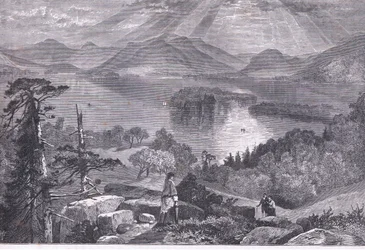 Long Island, Lake George, Illustration aus Cassells Geschichte der Vereinigten Staaten, veröffentlicht von Cassell, Petter & Galpin, ca. 1900 (Litho)