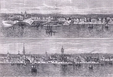 New York Mitte des 19. Jahrhunderts, Illustration aus Cassells Geschichte der Vereinigten Staaten, veröffentlicht von Cassell, Petter & Galpin, ca. 1900